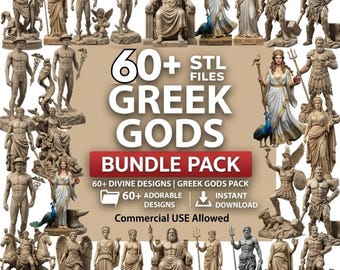 Greek Gods STL Bundle, Mythology Statue 3D Print Files, Zeus Poseidon Ares STL Pack, Ancient Greek Sculpture Collection
