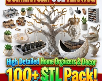 Home Decor STL Bundle, Organizer STL Pack, Jewelry Holder STL, 3D Printable Decor, Desk Organizer stl, Home Organization stl Files, Comm