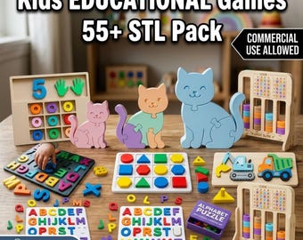 Kids Educational Games STL Pack - 55 Plus 3D Printable Files - Montessori Learning Toys - Instant Download