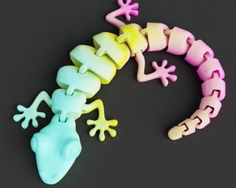 Articulated lizard for 3D printing , STL for print 3D, 3D Printable Toy, Articulated Fidget Figure, Print-In-Place Body, Cute Flexi