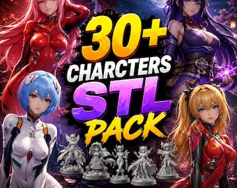 Anime Girl Characters STL Bundle | 30+ Waifu STL Pack | Anime Girl 3D Print Files | Manga Figurine Collection | Resin STL Models
