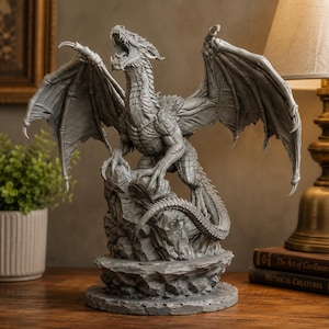 Dragon Statue STL, Fantasy Dragon STL, Dragon Figurine STL, Mythical Creature stl, Dragon Sculpture stl, Tabletop Dragon Model, 3D Print Fil