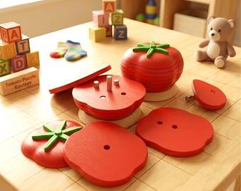 Tomato Puzzle Toy STL - 3D Printable Montessori Stacking Game - Toddler Educational Learning Model - Commercial Use 3D Print Files