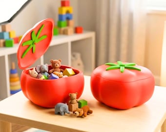Tomato Storage Box STL - 3D Printable Secret Compartment Container - Cute Fruit Trinket Organizer - Commercial Use 3D Print Files