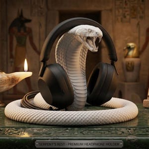 Cobra Headphone Stand STL | Snake Headphone Holder 3D Print File | Egyptian Cobra Headset Stand | Gaming Desk Organizer | Headphone Display