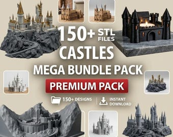 150+ Castle STL Bundle, Medieval Castle STL Files, Fantasy Architecture Pack, 3D Print Models, Commercial Use Included