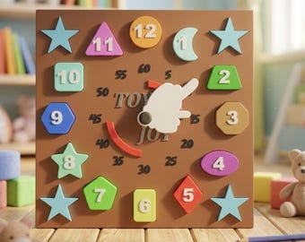Educational Shape-Sorting Clock STL | Montessori Kids Learning Toy 3D Model | Interactive Clock Puzzle for Toddlers | STEM Educational Toy