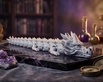 Articulated Fanged Dragon STL - 3D Printable Print in Place Monster - Flexible Sensory Fidget Model - Commercial Use 3D Print Files