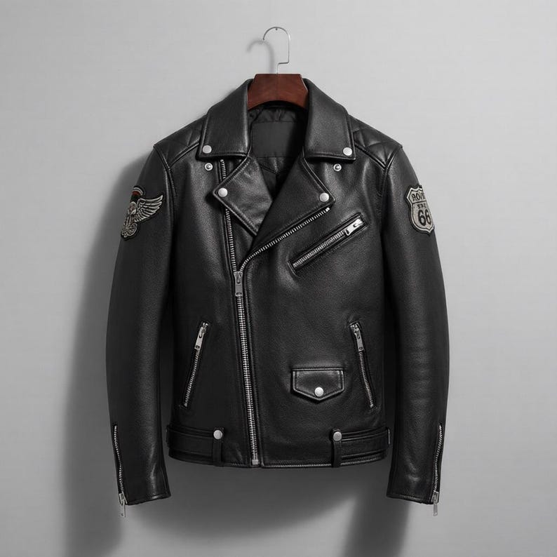 Men's Custom Leather Jacket | Handmade Black Biker Jacket | Genuine Leather Motorcycle Jacket | Custom Fit Winter Jacket image 6