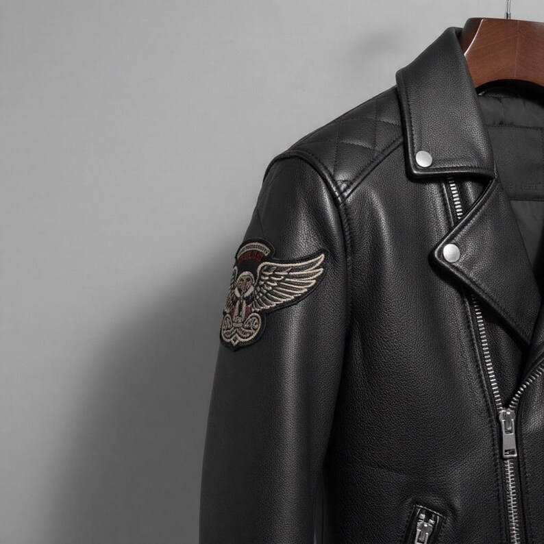 Men's Custom Leather Jacket | Handmade Black Biker Jacket | Genuine Leather Motorcycle Jacket | Custom Fit Winter Jacket image 5
