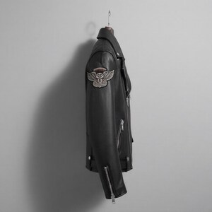 Men's Custom Leather Jacket | Handmade Black Biker Jacket | Genuine Leather Motorcycle Jacket | Custom Fit Winter Jacket image 3