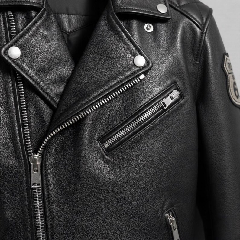 Men's Custom Leather Jacket | Handmade Black Biker Jacket | Genuine Leather Motorcycle Jacket | Custom Fit Winter Jacket image 4