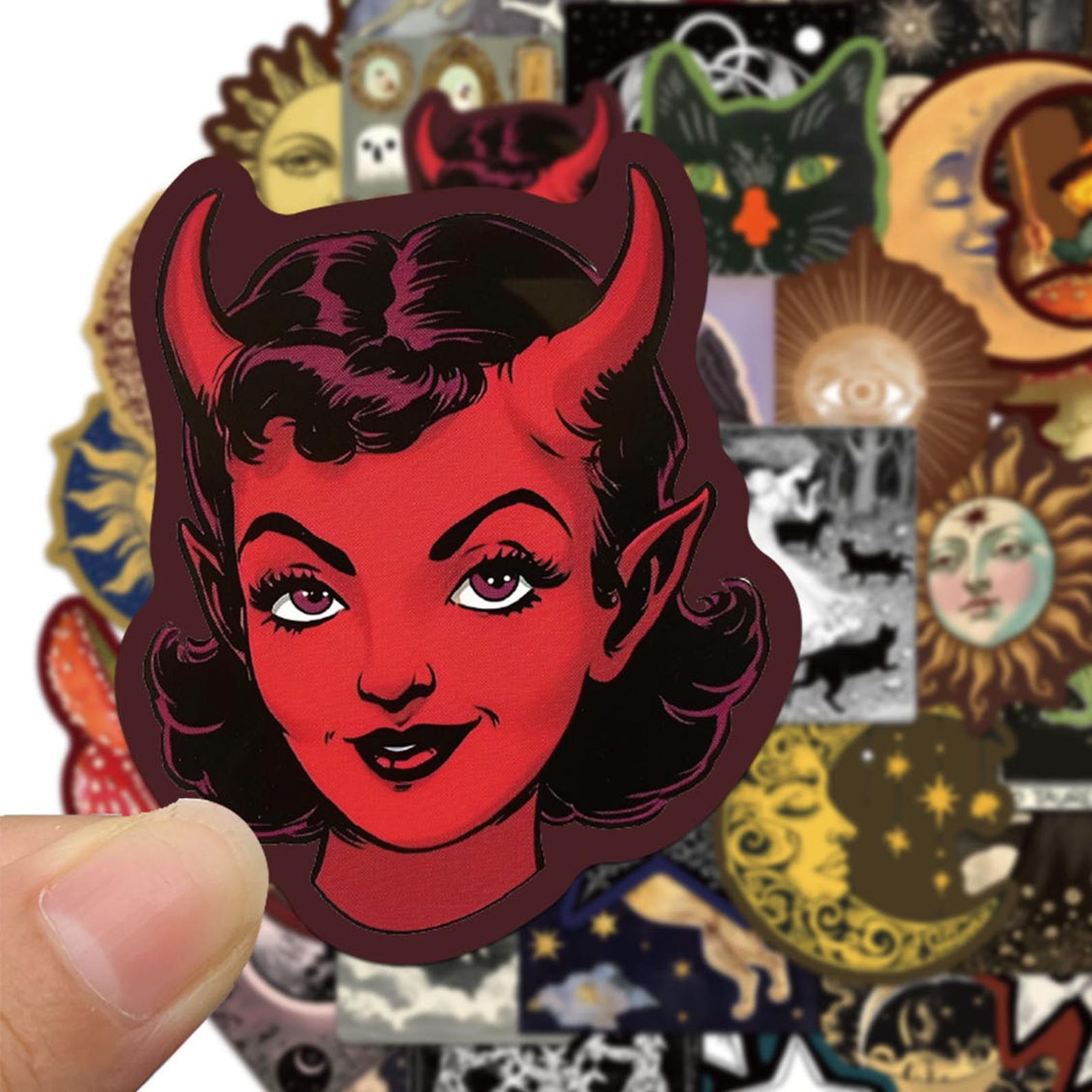 50 Occult Celestial Stickers, Creepy Gothic Moon & Star Decals, Dark ...