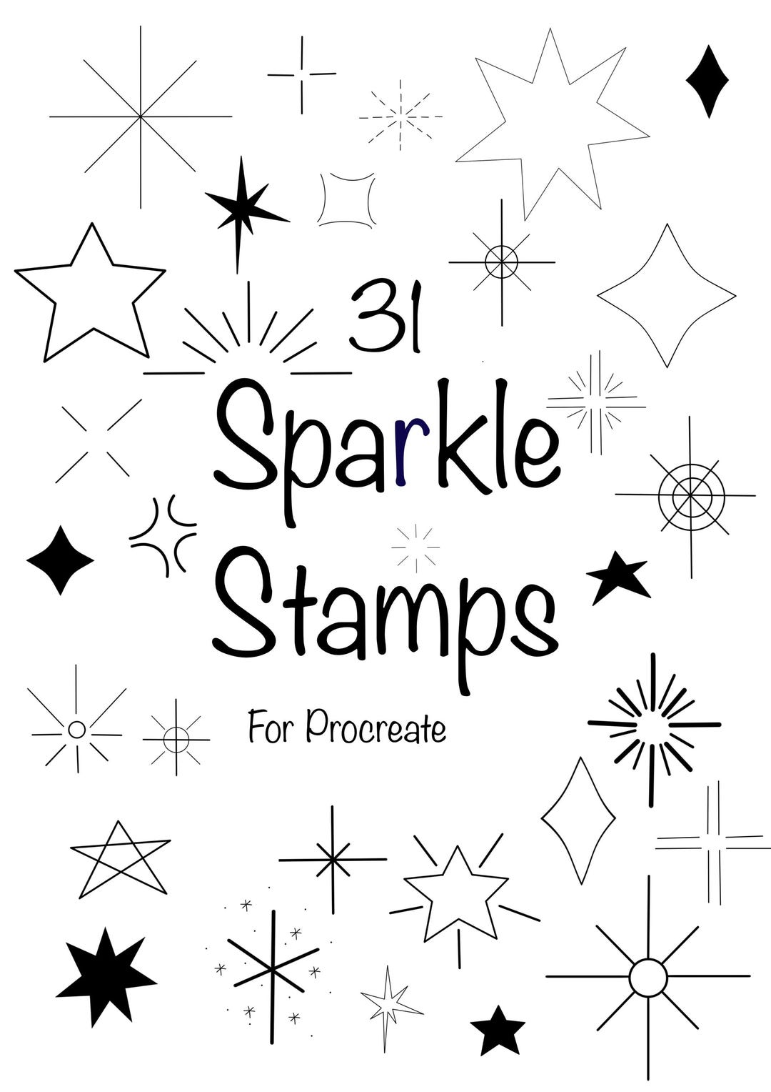 31 Sparkle Stamps for Procreate | Glitter & Star Brushes | iPad Digital ...