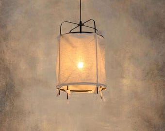 Hanglamp van Japanse Wabi Sabi-stof, moderne Japandi-kroonluchter, zachte sfeerverlichting