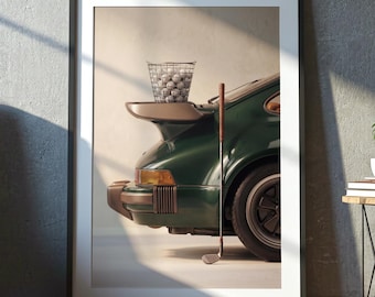 Golf Lifestyle Wall Art Print, Luxury Sports Car Photography, Country Club Decor, Masculine Office Artwork, Golf Lover Art, Living Poster