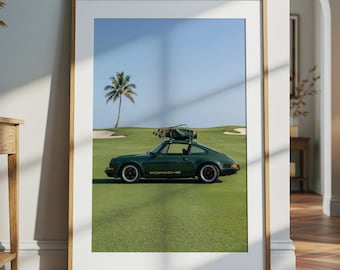 Luxury Sports Car Wall Art Print, Golf Course Photography Poster, Coastal Country Club Decor, Masculine Office Artwork, Luxury Lifestyle Art