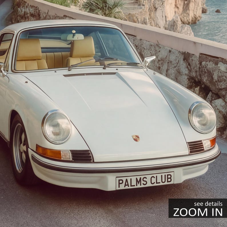 Classic Sports Car Wall Art, Italian Riviera Coastal Print, Mediterranean Luxury Decor, Vintage Coupe Poster, Old Money Travel Aesthetic image 2