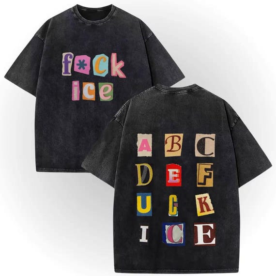 Anti ICE Shirt, Fck Ice Graphic Tee, Washed Black Oversized T-Shirt, Political Protest Streetwear, Activist Gift