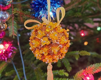 Kitschy MCM Sequin Bead Pin Christmas Ornament