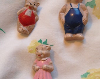 Vintage 1940s Goldilocks and the Three Bears Pins