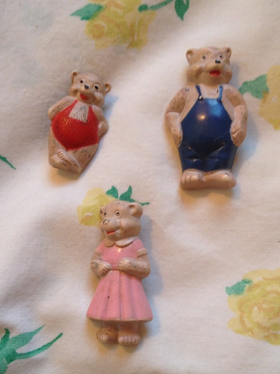 Vintage 1940s Goldilocks and the Three Bears Pins