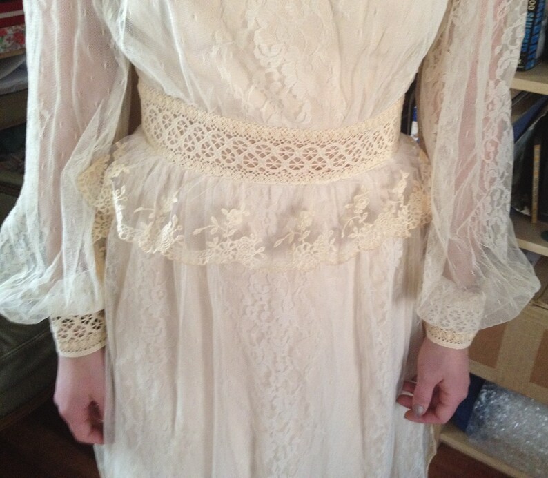 Vintage Gunne Sax Wedding Dress Victorian Prairie Cottage Core image 6