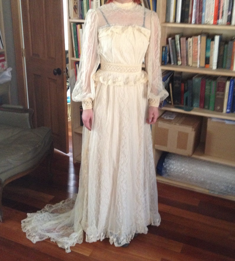 Vintage Gunne Sax Wedding Dress Victorian Prairie Cottage Core image 1