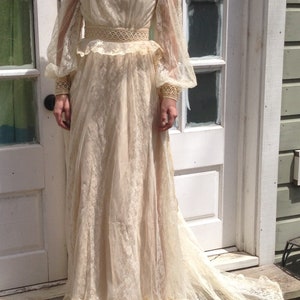 Vintage Gunne Sax Wedding Dress Victorian Prairie Cottage Core image 4