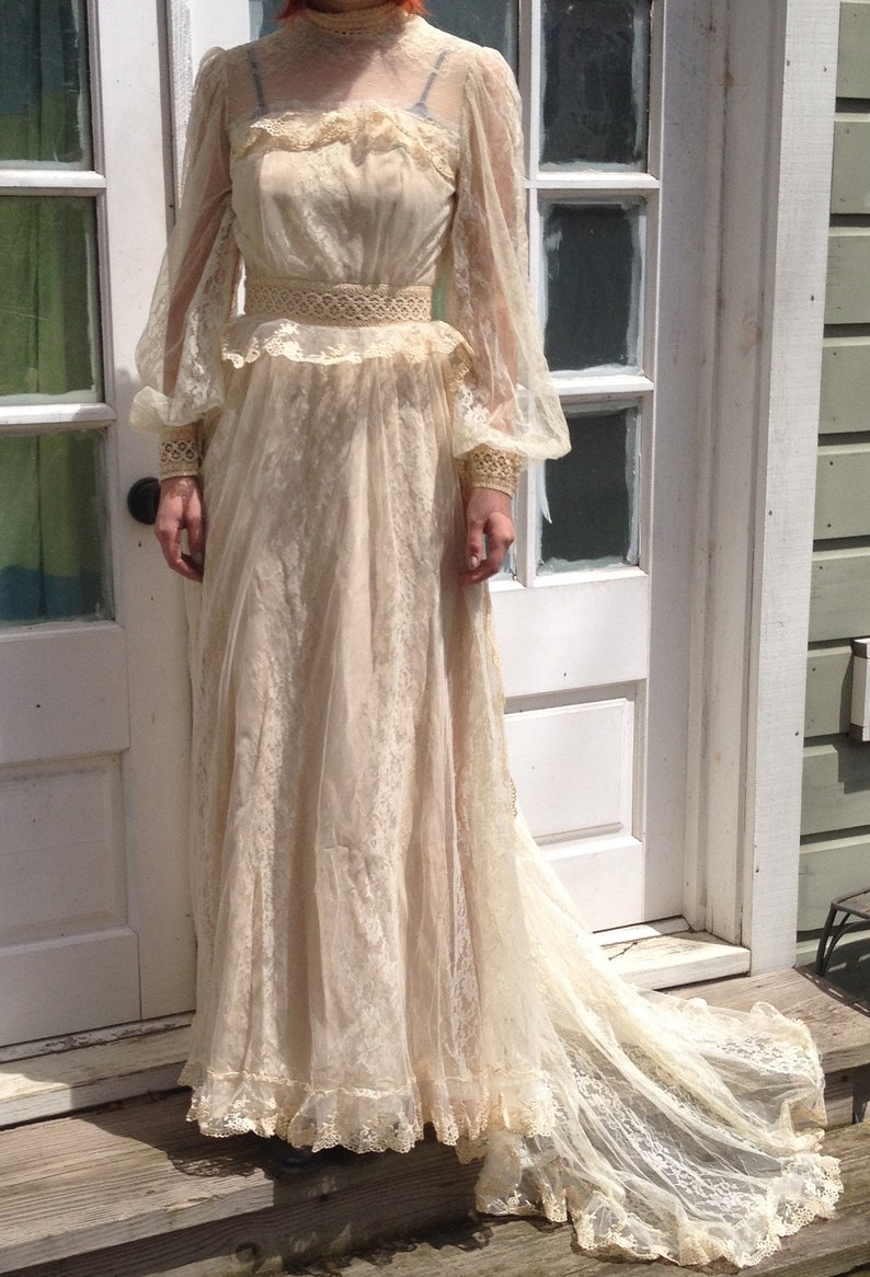 Vintage Gunne Sax Wedding Dress Victorian Prairie Cottage Core image 4