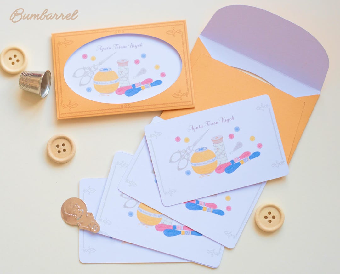 Custom Personalized Note Cards | 4 Illustrated Envelopes With Oval View ...