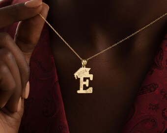 Personalized Graduation Initial Necklace, Custom Name Pendant