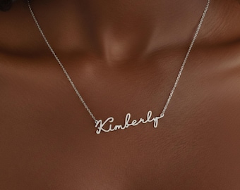 Personalized Script Name Necklace, Plated Silver, Gold, Rose Gold