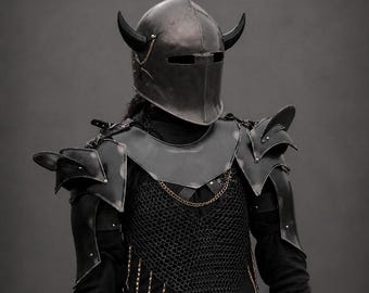 Medieval Knight Barbuta Lady Steel Full Armor Suit - 18 Gauge Steel Knight Armor Suit - Hand-Forged Full Barbuta Armor - Perfect for Cosplay