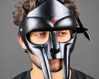 Medieval Knight Black MF DOOM Mask - Mad-villain Face hip-hop's Hand-Forged Mask - Perfect Mask For LARP, Cospaly - Halloween Mask