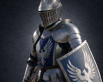 Medieval Knight Joan of Arc Inspired Full Body Polished Steel Fantasy Armor Set - Custom Size Plate Armor - Perfect For LARP Cosplay Costume