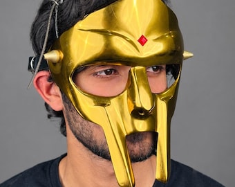 Medieval Gold MF DOOM Mask - Mad-villain Face hip-hop's Hand-Forged Mask - Perfect Knight Mask For LARP, Cospaly - Best Halloween Mask
