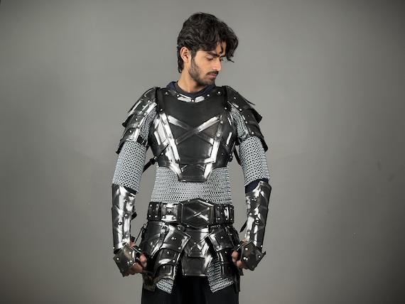 Moria Dwarf Dwarven Medieval Armor Suit - Steel Knight Armor Suit - Half Body Armor Suit - Blackened Armor Suit - Cosplay Larp Armor Suit