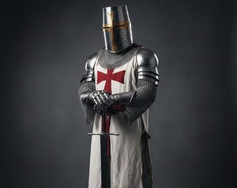 Medieval Knight Templar Armor Suit - Holy Armor Suit - 14th Century Crusader Full Body Armor Suit - Steel Templar Knight Armor - Best Gift