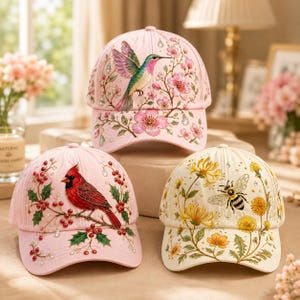 White Decorative Women\'s Hat with Colorful Hummingbird Accent, “Red Floral” 1860s Womens Hats - Etsy Canada main image 4