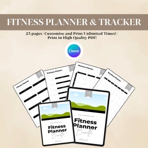 Diario de entrenamiento físico imprimible, sistema de planificación de rutinas, seguimiento del progreso del ejercicio, control de hábitos alimenticios, organizador de estilo de vida saludable