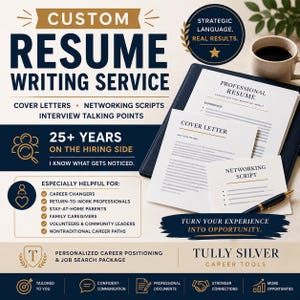 Servicio de redacción de currículums personalizados / Cartas de presentación y guiones para networking / Cambio de carrera / Reincorporación laboral / Preparación para entrevistas / Paquete escrito