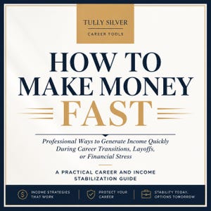 Puede incluir: Una portada de libro cuadrada con el título "HOW TO MAKE MONEY FAST" en letras grandes de color azul oscuro. La palabra "FAST" es dorada. La portada también incluye el texto "Professional Ways to Generate Income Quickly" y "A Practical Career and Income Stabilization Guide."