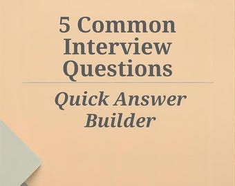 Interview Question Worksheet | 5 Common Interview Questions and Quick Answer Builder Guide |Career Change Preparation | Interview Prep
