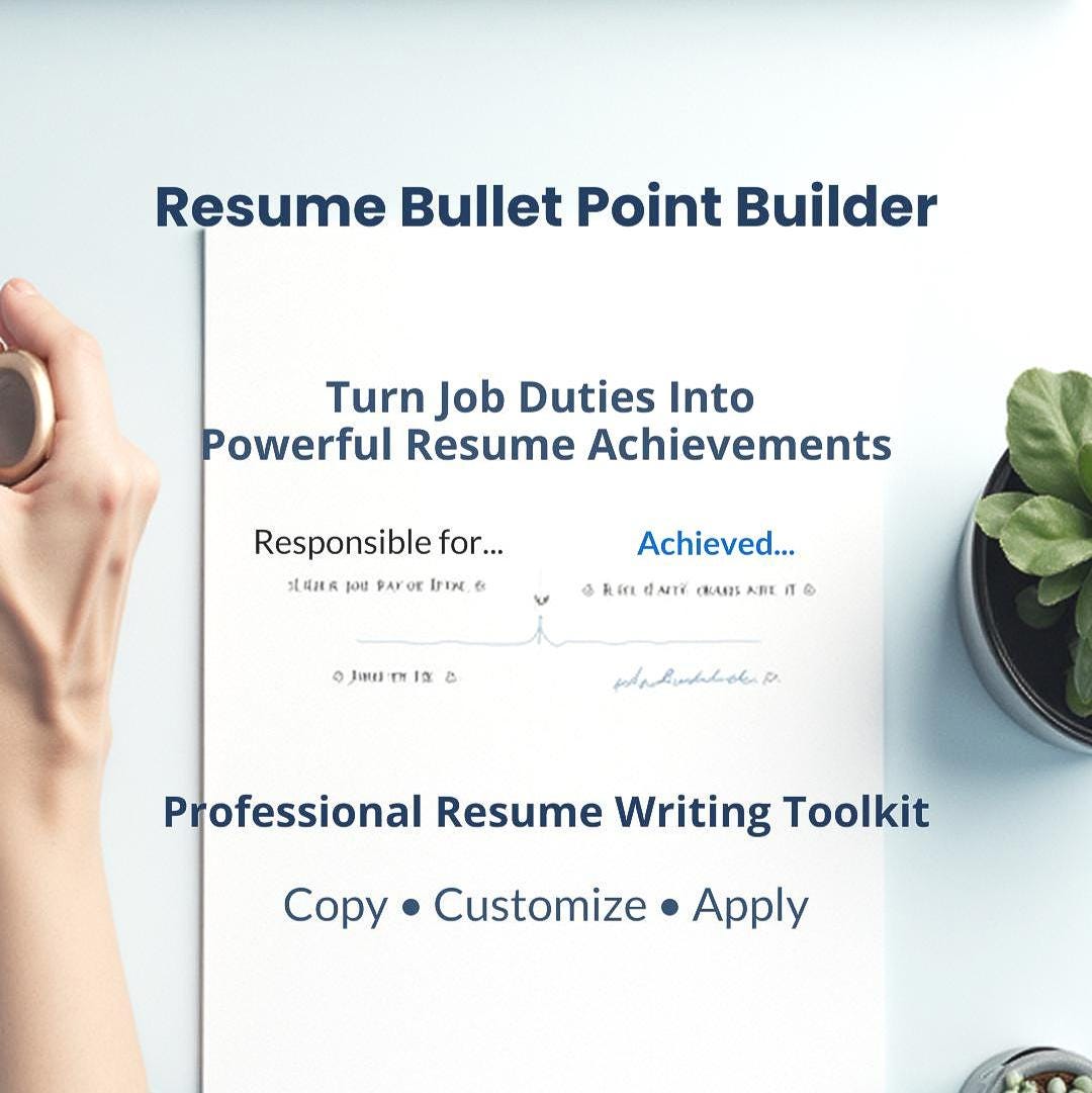 Resume Bullet Point Builder Worksheet | Turn Job Duties Into Resume ...