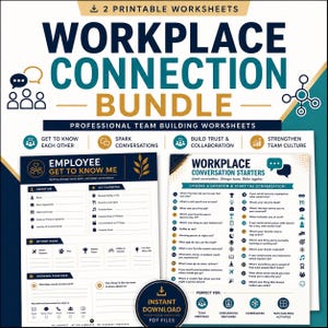 Employee Get to Know Me Worksheet & Workplace Conversation Starters | Team Building Fillable Worksheets | Employee Engagement | HR Tools