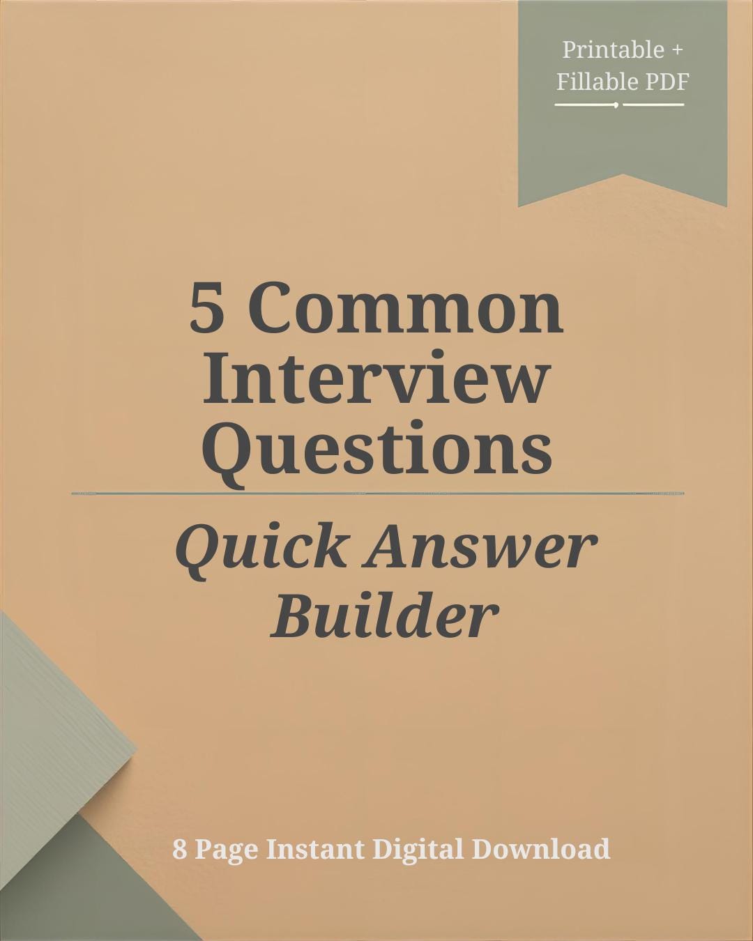 Interview Question Worksheet | Career Change Prep (PDF Download) - Etsy