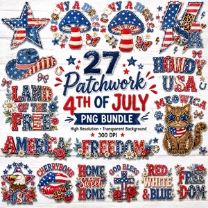 27 Fourth 4th of July Patchwork PNG, USA Americana Patriotic tshirt Sweatshirt Sublimation Design