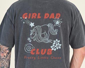 Girl Dad Club Shirt Comfort Colors®, grappig T-shirt voor papa van meisjes, eerste Vaderdagcadeau, coole papa-top, schattig T-shirt eenhoorn Dad Life Chaos