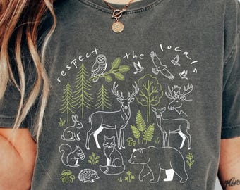 Comfort Colors® Respect The Locals Shirt, National Park Wildlife Tee, Camping T-Shirt, Forest Animals Graphic, Nature Lover Gift, Hiking Top